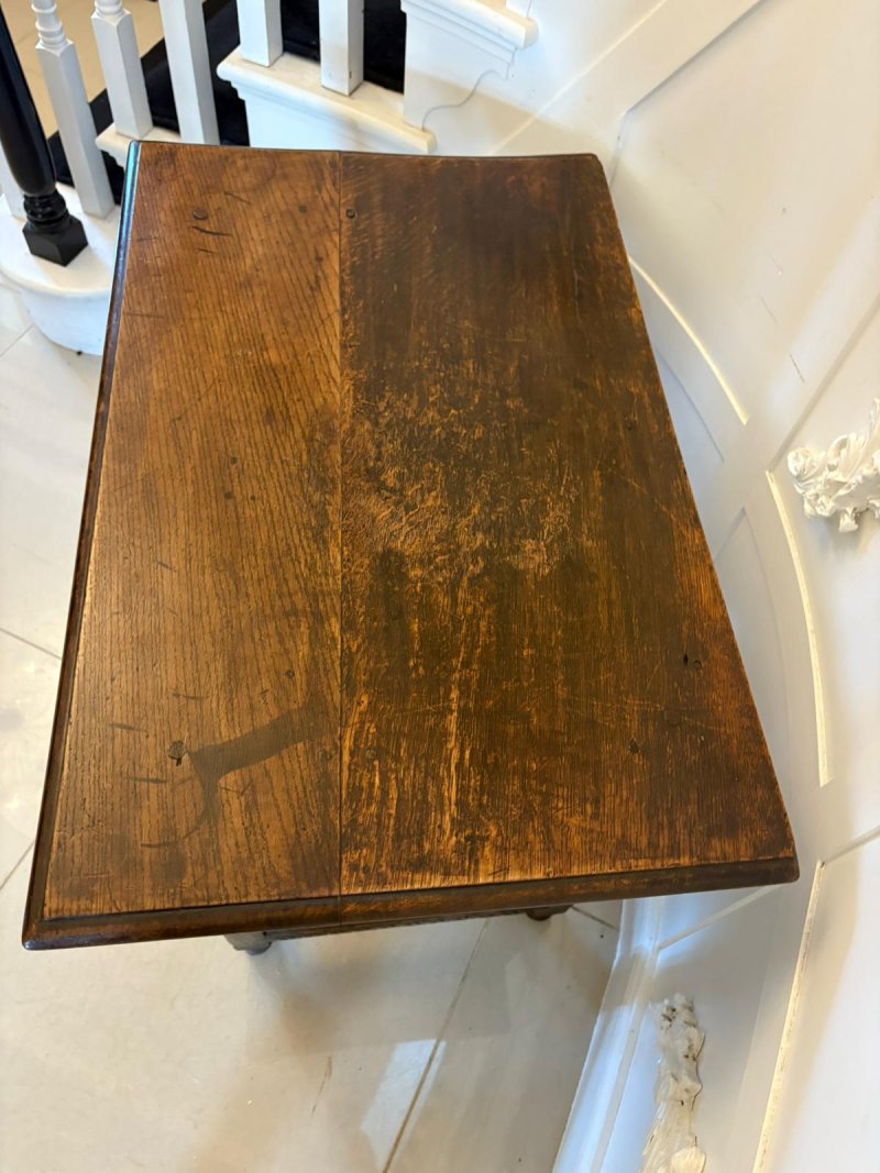 18th Century Antique Quality Carved Oak Side Table - Image 5